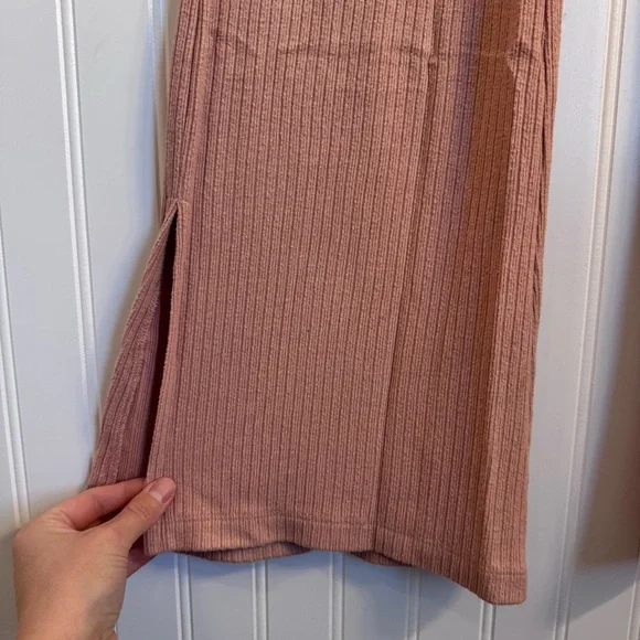 Old Navy High-Waisted Rib-Knit Split Flare Pink Lounge Pants Medium 31” Inseam - Picture 5 of 11